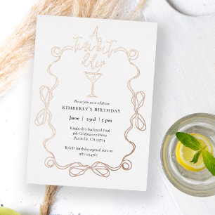 Invitación Con Relieve Metalizado Una fiesta de cumpleaños Martini de oro blanco Un