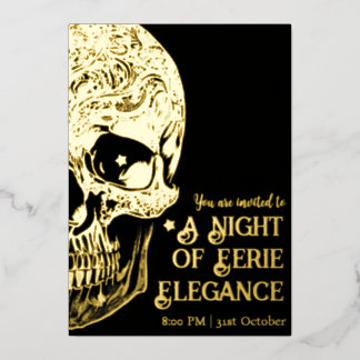 Invitación Con Relieve Metalizado Una Noche de Elegancia Espeluznante Halloween de L