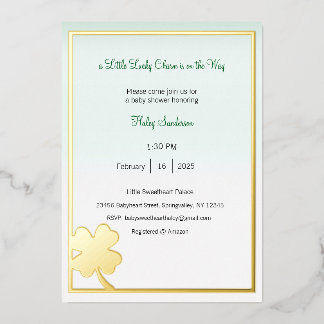 Invitación Con Relieve Metalizado Una pequeña carta de la suerte está en camino Invi