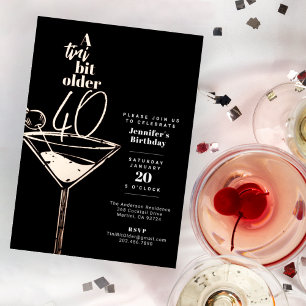 Invitación Con Relieve Metalizado Una pizca mayor Cumpleaños 40 Cocktail Party