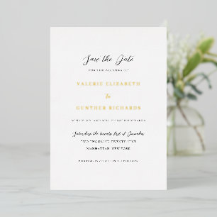 Invitación Con Relieve Metalizado Valerie Traditional Wedding Save the Date