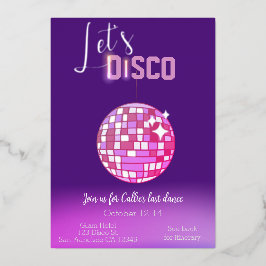 Invitación Con Relieve Metalizado Vamos a Disco Soltera de Neón