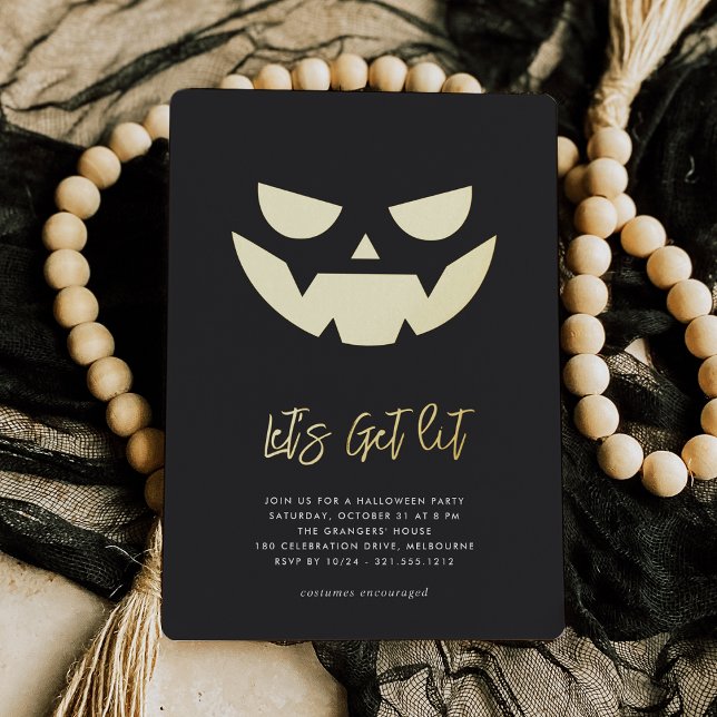 Invitación Con Relieve Metalizado Vamos a encender | Fiesta de Halloween de Jack O'L (Subido por el creador)