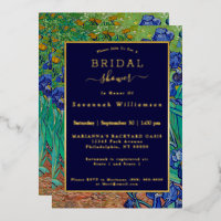 Van Gogh Irises Pintura Floral Bridal Shower Gold
