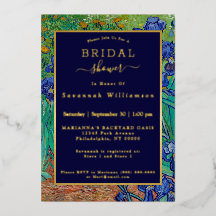 Van Gogh Irises Pintura Floral Bridal Shower Gold