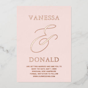 Invitación Con Relieve Metalizado Vanessa Rubor Pink Modern Wedding Save the Date