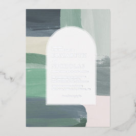 Invitación Con Relieve Metalizado Vaso de Vidrio Marino | Boda Boho