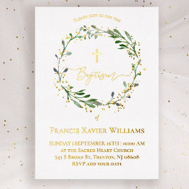 Invitación Con Relieve Metalizado Vegetación bautista