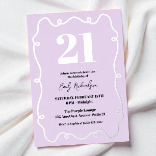 Invitación Con Relieve Metalizado Veintiuno Elegante y Chic Fiesta de Cumpleaños 21