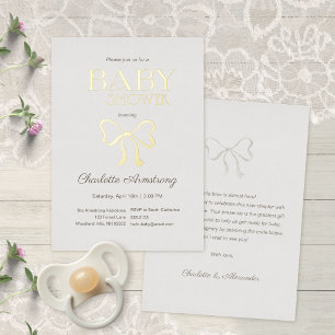 Invitación Con Relieve Metalizado Verde Salvia Claro Cumpleaños Elegante de Bebe