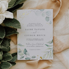 Invitación Con Relieve Metalizado Verdor aéreo y Boda de hoja de Relieve metalizado 