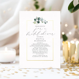 Invitación Con Relieve Metalizado Verdor minimalista elegante guión ducha de novia