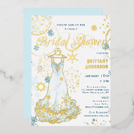 Invitación Con Relieve Metalizado Vestido de copo de nieve del país de las maravilla