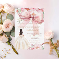 Vestido de flores con lazo rosa carmesí Quinceaner