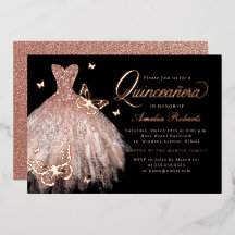 Vestido de Mariposa Negra de Rosa Dourado Quincean