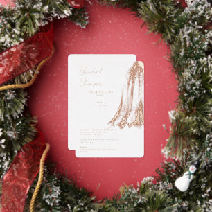 Invitación Con Relieve Metalizado Vestido de novia con lámina de oro rosa para fiest