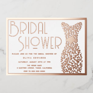 Invitación Con Relieve Metalizado Vestido de novia de oro rosa vintage retro regader