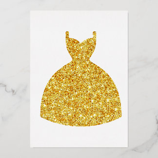 Invitación Con Relieve Metalizado Vestido de oro purpurina