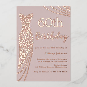 Invitación Con Relieve Metalizado Vestido de papel de aluminio rosa dorado elegante