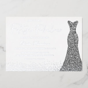 Invitación Con Relieve Metalizado Vestido Plateado Cincuenta & Fabuloso Cumpleaños 5