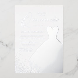 Invitación Con Relieve Metalizado Vestido Relieve metalizado plateado elegante Fiest