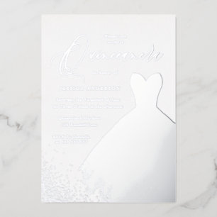 Invitación Con Relieve Metalizado Vestido Relieve metalizado plateado elegante Fiest