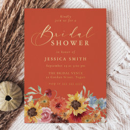 Invitación Con Relieve Metalizado Vibrant Bold Floral Summer Bridal Shower Gold