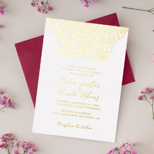 Invitación Con Relieve Metalizado Vibrante Boda de Arcoíris al Estilo Fiesta Mexican