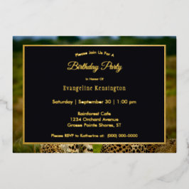 Invitación Con Relieve Metalizado Vida salvaje Cheetah Pair Birthday Gold