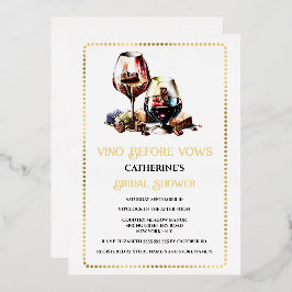 Invitación Con Relieve Metalizado Vino acuarela degustación de oro vinícola