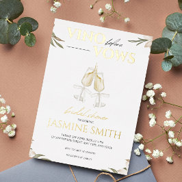 Invitación Con Relieve Metalizado Vino antes de Votos Floral Blanco Bridal Shower F