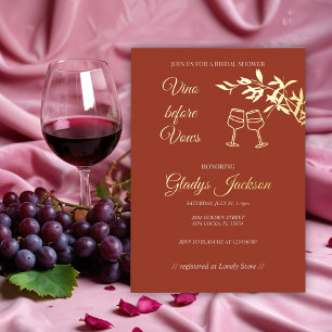 Invitación Con Relieve Metalizado Vino rúsculo floral y eterno antes de los votos