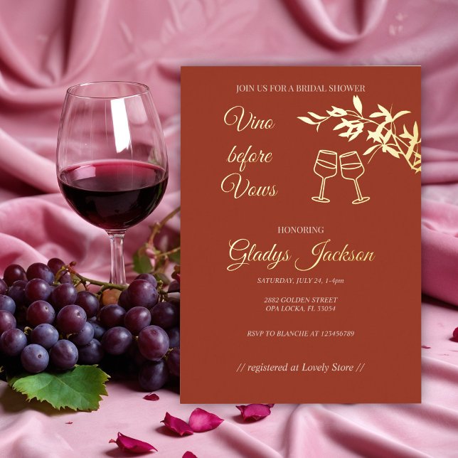 Invitación Con Relieve Metalizado Vino rúsculo floral y eterno antes de los votos (Subido por el creador)