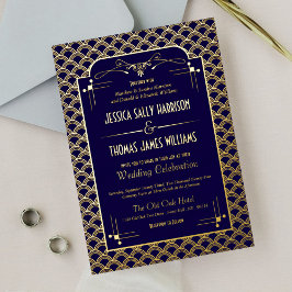 Invitación Con Relieve Metalizado Vintage 1920's Art Deco Gatsby Boda Real