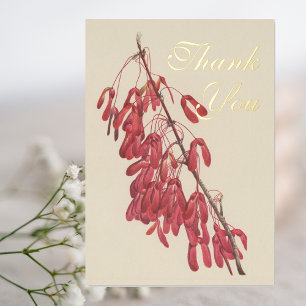 Invitación Con Relieve Metalizado Vintage Carolina Maple Botanical Gracias
