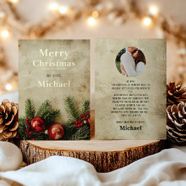 Invitación Con Relieve Metalizado Vintage Christmas Gold Foil Card – Romantic Card
