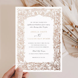 Invitación Con Relieve Metalizado Vintage Elegante Relieve metalizado dorado de marc