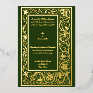 Invitación Con Relieve Metalizado Vintage Era Victoriana 1895 Arte Nuevo Floral