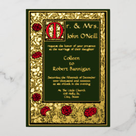 Invitación Con Relieve Metalizado Vintage Rosa Floral de William Morris Kelmscott Pr