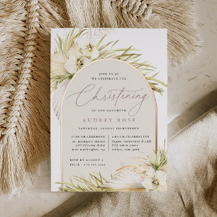 Invitación Con Relieve Metalizado Vintage Trópicos   Bautizo