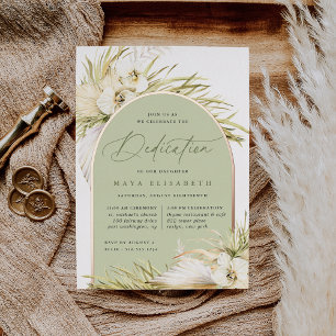 Invitación Con Relieve Metalizado Vintage Trópicos Dedicación de Bebé