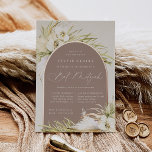 Invitación Con Relieve Metalizado Vintage Tropics Bat Mitzvah<br><div class="desc">Las invitaciones del murciélago tropical de moda mitzvah en una atractiva paleta de color neutro cuentan con un arco de Relieve metalizado oro subió que lleva su ceremonia y celebración o detalles fiestas, acentuados con frondas de palmera de color verde claro, follaje de isla de playa, orquídeas blancas, botánicos secos...</div>