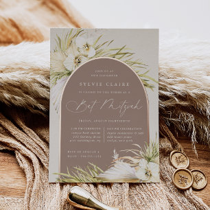 Invitación Con Relieve Metalizado Vintage Tropics Bat Mitzvah