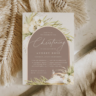 Invitación Con Relieve Metalizado Vintage Tropics Christening