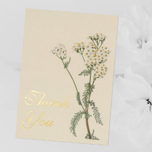 Invitación Con Relieve Metalizado Vintage Yarrow Botancolor de agua Gracias