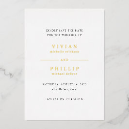 Invitación Con Relieve Metalizado Vivian Simple Elegant Wedding Save the Date