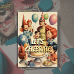Invitación Con Relieve Metalizado Watercolor Funny Comic Birthday Scene<br><div class="desc">Artículos con temática de cumpleaños diseñados por Umua. Impreso y enviado por Zazzle o sus socios.</div>