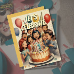 Invitación Con Relieve Metalizado Watercolor Funny Comic Birthday Scene<br><div class="desc">Artículos con temática de cumpleaños diseñados por Umua. Impreso y enviado por Zazzle o sus socios.</div>