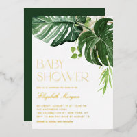 Watercolor Monstera Greenery Baby Shower tropical