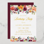 Invitación Con Relieve Metalizado Watercolor Otoño Blooms Garland Birthday Party<br><div class="desc">Invite a los invitados a su evento con esta invitación de fiesta de cumpleaños de personalizable de otoño. Cuenta con guirnaldas acuarelas de flores de otoño. Personalice agregando sus detalles. Esta invitación de cumpleaños de Relieve metalizado dorado es perfecta para fiestas de cumpleaños de otoño. Los elementos coincidentes están disponibles....</div>